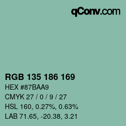 颜色代码: RGB 135 186 169 | qconv.com