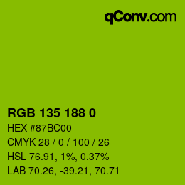 Color code: RGB 135 188 0 | qconv.com