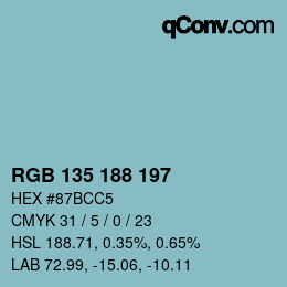 Código de color: RGB 135 188 197 | qconv.com