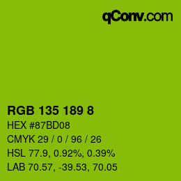 Color code: RGB 135 189 8 | qconv.com
