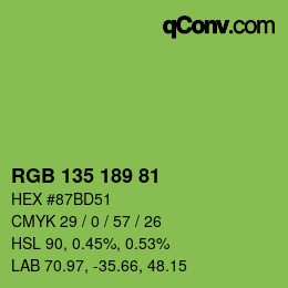 Color code: RGB 135 189 81 | qconv.com