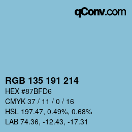 颜色代码: RGB 135 191 214 | qconv.com