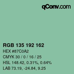 Color code: RGB 135 192 162 | qconv.com