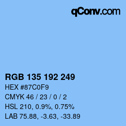 カラーコード: RGB 135 192 249 | qconv.com