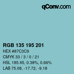 Color code: RGB 135 195 201 | qconv.com