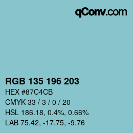 Color code: RGB 135 196 203 | qconv.com