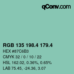 カラーコード: RGB 135 198.4 179.4 | qconv.com