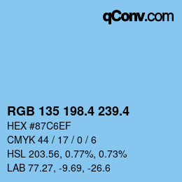 カラーコード: RGB 135 198.4 239.4 | qconv.com