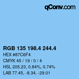 カラーコード: RGB 135 198.4 244.4 | qconv.com