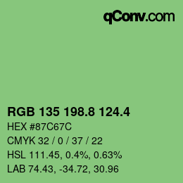 カラーコード: RGB 135 198.8 124.4 | qconv.com