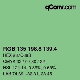 カラーコード: RGB 135 198.8 139.4 | qconv.com