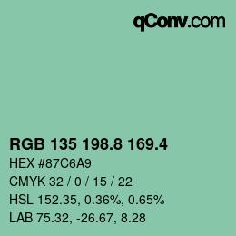 カラーコード: RGB 135 198.8 169.4 | qconv.com