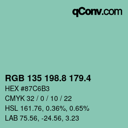 カラーコード: RGB 135 198.8 179.4 | qconv.com