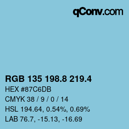カラーコード: RGB 135 198.8 219.4 | qconv.com
