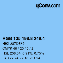 カラーコード: RGB 135 198.8 249.4 | qconv.com