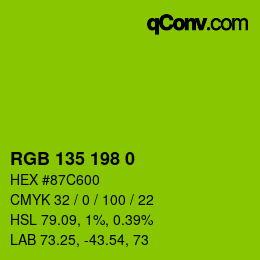 Color code: RGB 135 198 0 | qconv.com