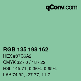 Color code: RGB 135 198 162 | qconv.com