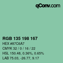 Color code: RGB 135 198 167 | qconv.com