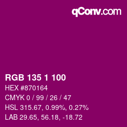 Color code: RGB 135 1 100 | qconv.com