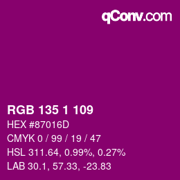 Color code: RGB 135 1 109 | qconv.com