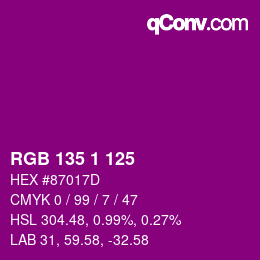 Color code: RGB 135 1 125 | qconv.com