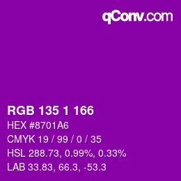 Color code: RGB 135 1 166 | qconv.com