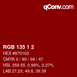 Color code: RGB 135 1 2 | qconv.com