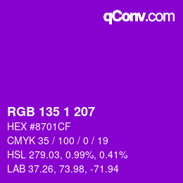 カラーコード: RGB 135 1 207 | qconv.com