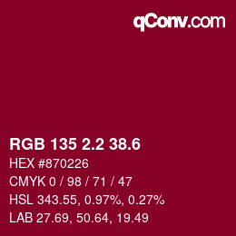 カラーコード: RGB 135 2.2 38.6 | qconv.com