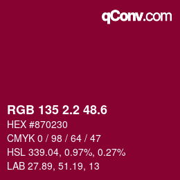 カラーコード: RGB 135 2.2 48.6 | qconv.com