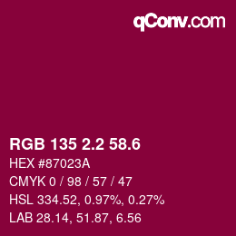 カラーコード: RGB 135 2.2 58.6 | qconv.com