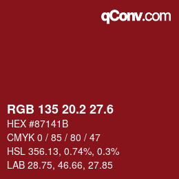 カラーコード: RGB 135 20.2 27.6 | qconv.com