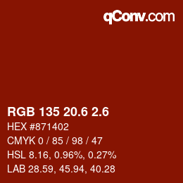 カラーコード: RGB 135 20.6 2.6 | qconv.com