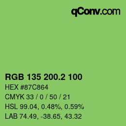 カラーコード: RGB 135 200.2 100 | qconv.com