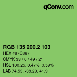 カラーコード: RGB 135 200.2 103 | qconv.com