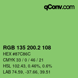 カラーコード: RGB 135 200.2 108 | qconv.com