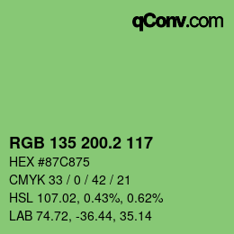 カラーコード: RGB 135 200.2 117 | qconv.com
