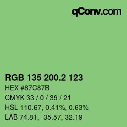 カラーコード: RGB 135 200.2 123 | qconv.com
