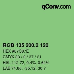 カラーコード: RGB 135 200.2 126 | qconv.com