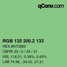 カラーコード: RGB 135 200.2 133 | qconv.com