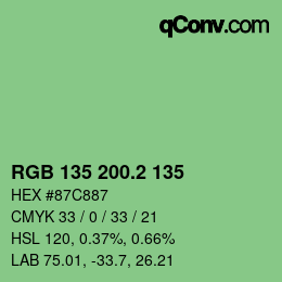 カラーコード: RGB 135 200.2 135 | qconv.com