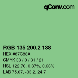 カラーコード: RGB 135 200.2 138 | qconv.com