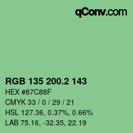 カラーコード: RGB 135 200.2 143 | qconv.com
