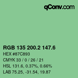 カラーコード: RGB 135 200.2 147.6 | qconv.com