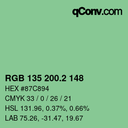 カラーコード: RGB 135 200.2 148 | qconv.com