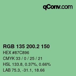 カラーコード: RGB 135 200.2 150 | qconv.com