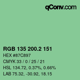 カラーコード: RGB 135 200.2 151 | qconv.com