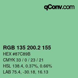 カラーコード: RGB 135 200.2 155 | qconv.com
