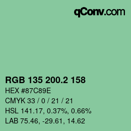カラーコード: RGB 135 200.2 158 | qconv.com