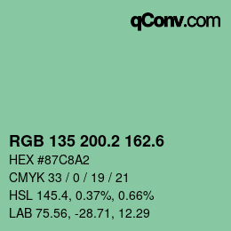 カラーコード: RGB 135 200.2 162.6 | qconv.com
